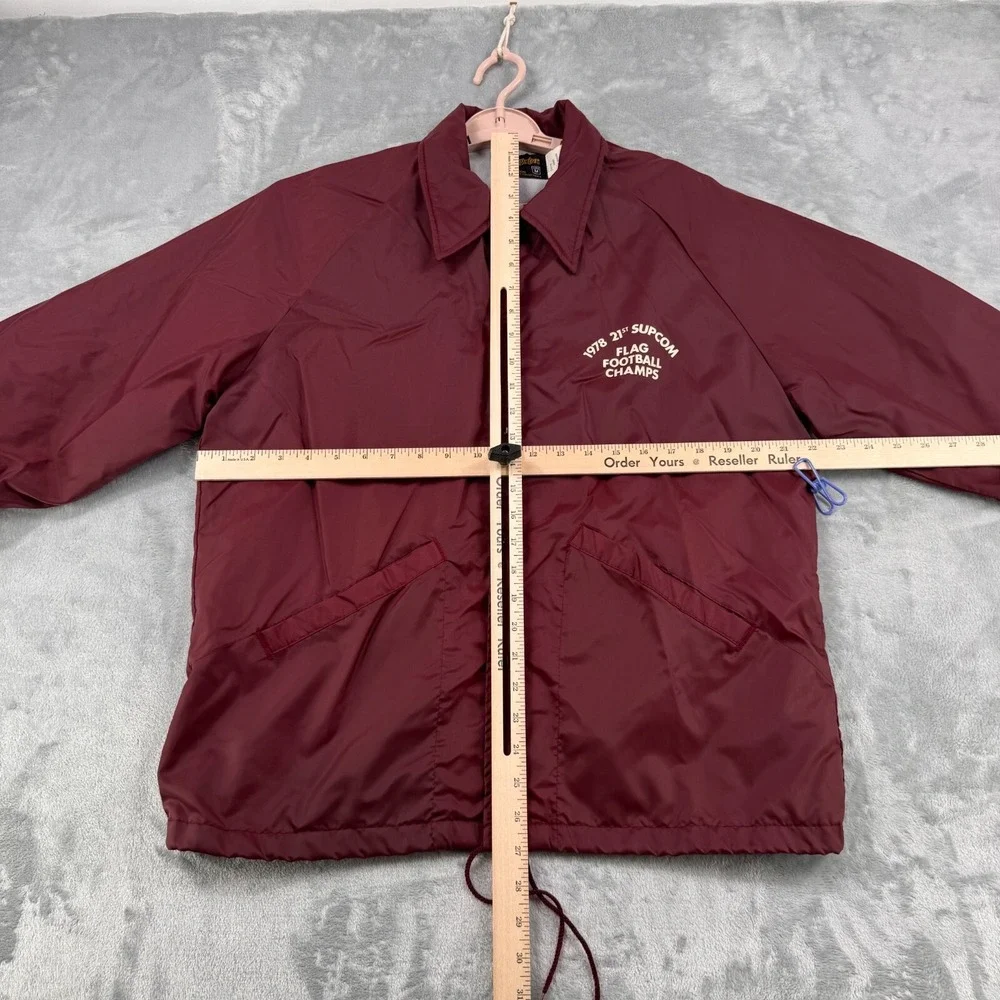 Vintage Swingster Coaches Jacket Mens‎ Medium Maroon 1978 SUPCOM Football Champs